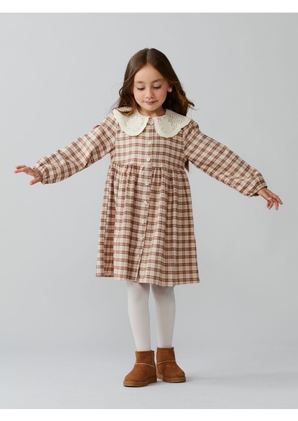 Yeni Sezon Bebe Yaka Ekose Desen Flanel Kız Çocuk Elbise fiyatları