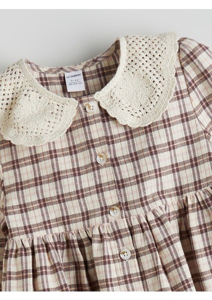 Yeni Sezon Bebe Yaka Ekose Desen Flanel Kız Çocuk Elbise fırsatları