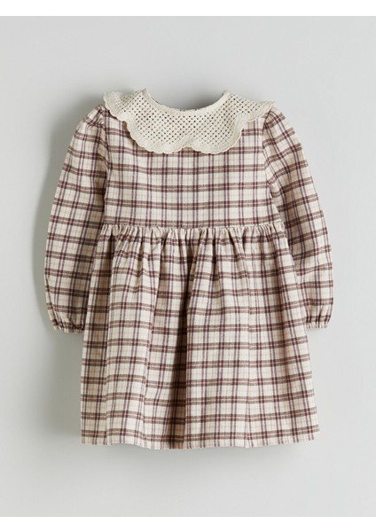 Yeni Sezon Bebe Yaka Ekose Desen Flanel Kız Çocuk Elbise indirimleri