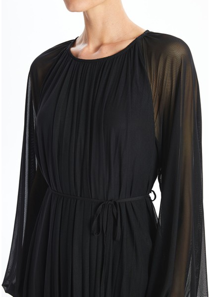 Yeni Sezon Bisiklet Yaka Kadın Şifon Elbise modelleri