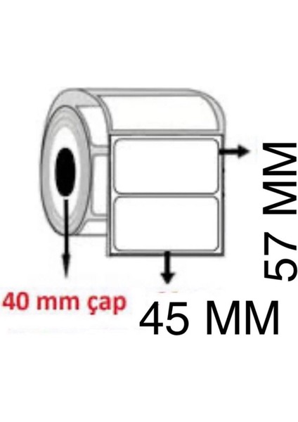 Boş Yapışkanlı Kuşe Barkod Etiketi 45MM x 57MM