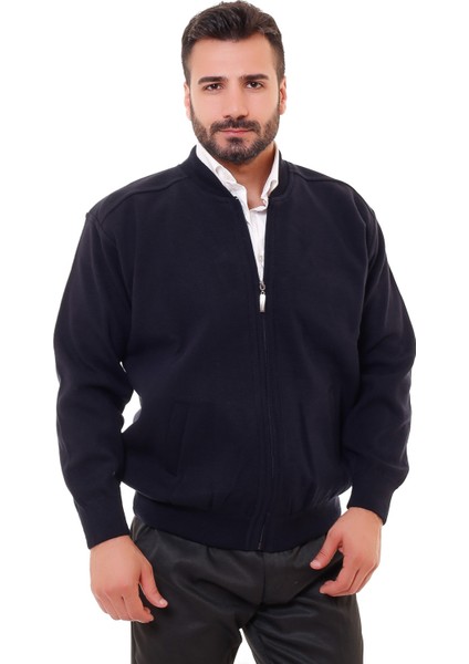 Erkek Lacivert Astarlı Çelik Örgü Hırka modelleri