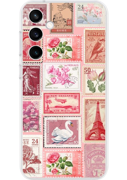 Samsung Galaxy S23 Fe Uyumlu Pembe Posta Pulları Baskılı Silikon Kılıf