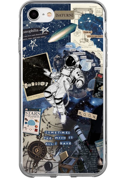 iPhone 6 - 6s Uyumlu Retro Astronot Tasarımlı Baskılı Silikon Kılıf