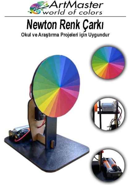 Newton Renk Çarkı Yapım Seti 12X7X10 cm 1 Adet Okul Sınıf Fen Bilimleri Deney Setleri Nevton Çarkı Yapımı