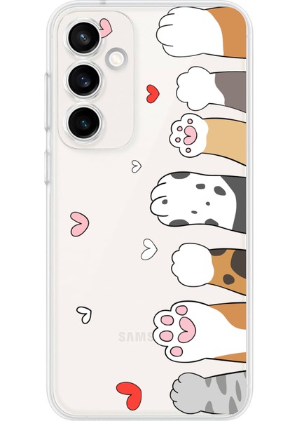 Samsung Galaxy S23 Fe Uyumlu Sevimli Kedi Patiler Tasarımlı Baskılı Silikon Kılıf