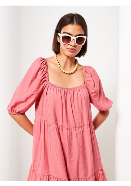 Yeni Sezon Kare Yaka Düz Balon Kollu Elbise indirimleri