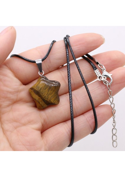 Deri Yıldız Uçlu Kolye