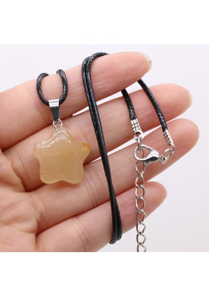 Derili Kuvars Kristal Döğal Taşli Yıldız Uçlu Kolye