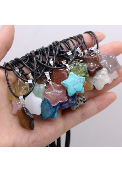 Derili Kuvars Kristal Döğal Taşli Yıldız Uçlu Kolye fiyatları