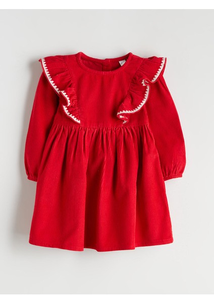 Yeni Sezon Bisiklet Yaka Kadife Kız Çocuk Elbise