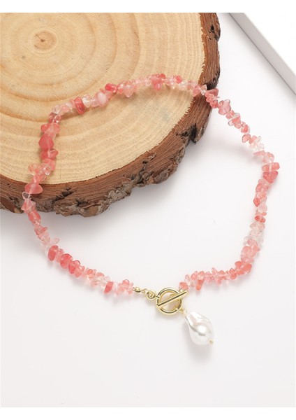 Gül Kuvars Doğal Taş Kolye Renk Seçeneği Var