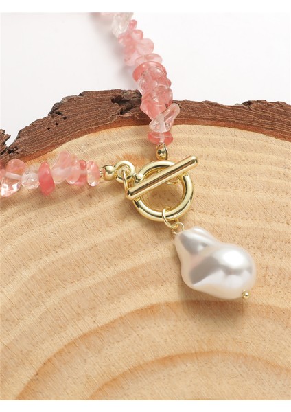 Gül Kuvars Doğal Taş Kolye Renk Seçeneği Var modelleri