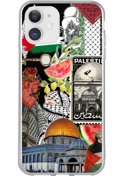 iPhone 11 Uyumlu Filistin Özgürlük Kolajı Baskılı Silikon Kılıf
