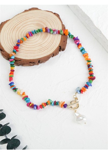 Karışık Düzensiz Doğal Taş Kolye Renk Seçeneği Var modelleri