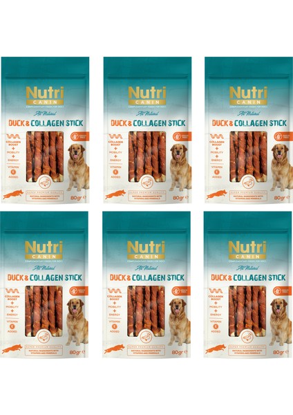 Ördek Eti Sargılı Kolajen Çubuk Tahılsız Köpek Et Ödülü 80 Gr. x 6 Adet