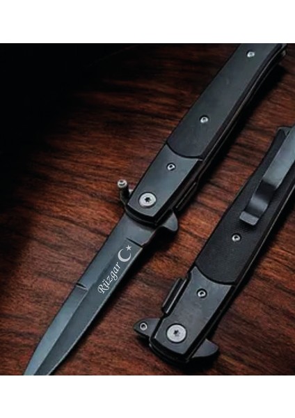 Kişiye Özel Isimli Columbia Ay Yıldız Baskılı Çakı FST-5003-22 cm Paslanmaz Çelik Kamp Çakı