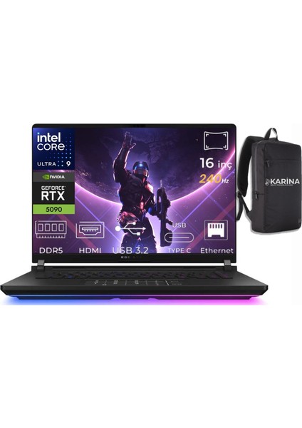 Rog Strix Scar 16 Ultra 9 275HX G635LX-RW145-K14 96GB 1tb+1tb RTX5090 24GB Freedos 16" 240Hz Wqxga Gaming Laptop
