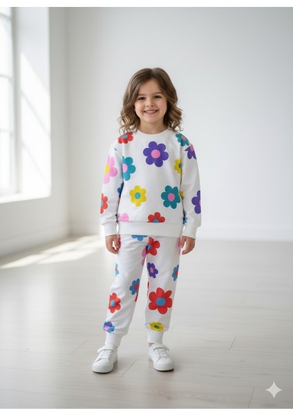 Kız Çocuk Çiçekli Eşofman Takım İlkbahar & Kış