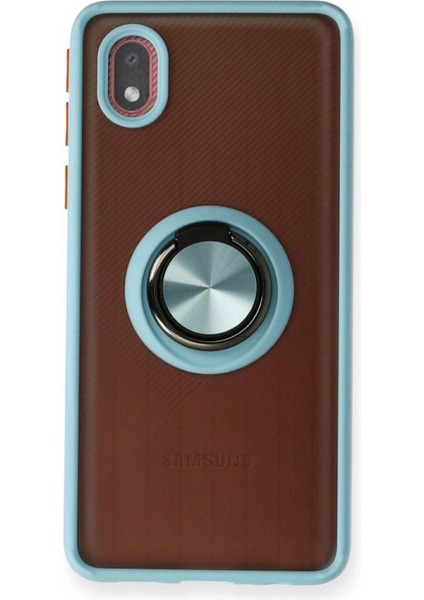 Samsung Galaxy A01 Core Kılıf Montreal Yüzüklü Silikon Kapak - Buz Mavi