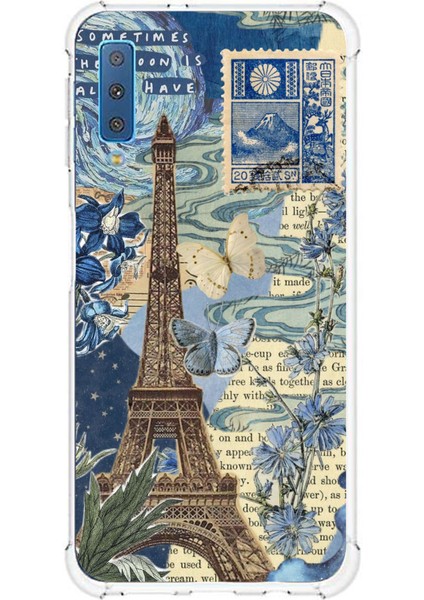 Samsung Galaxy A7 2018 Uyumlu Paris ve Eyfel Kulesi Baskılı Silikon Kılıf