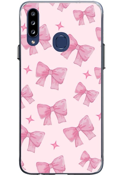 Samsung Galaxy A20S Uyumlu Pembe Fiyonklar Baskılı Silikon Kılıf