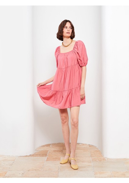 Yeni Sezon Kare Yaka Düz Balon Kollu Elbise fiyatları