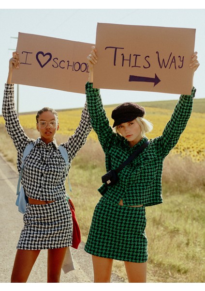 Yeni Sezon Kazayağı Desenli Kadın Tüvit Şort Etek