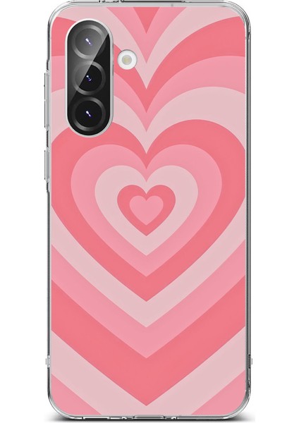 Samsung Galaxy A56 Uyumlu Pembe Kalpler Baskılı Silikon Kılıf