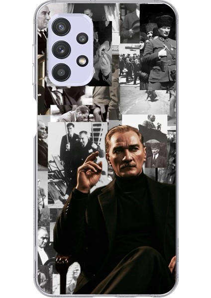 Samsung Galaxy A32 Uyumlu Mustafa Kemal Atatürk Kolaj Baskılı Silikon Kılıf