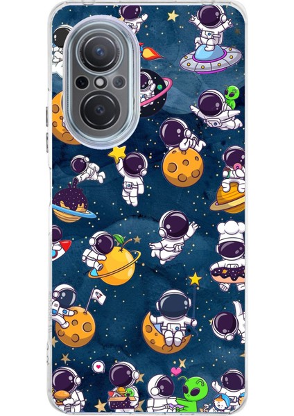 Huawei Nova 9 Se Uyumlu Minik Astronotlar Uzayda Baskılı Silikon Kılıf