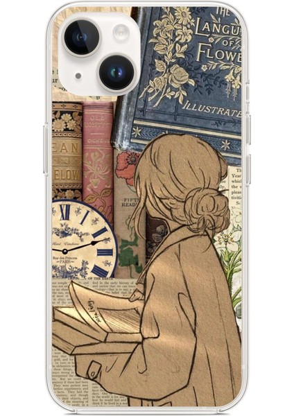 iPhone 13 - 14 Uyumlu Retro Gazete Kadın Tasarımlı Baskılı Silikon Kılıf