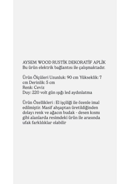 Yansıtma Tasarımlı Tek Yönlü Ahşap Salon Hol Cafe Otel Duvar Aplik Avize