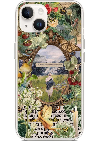 iPhone 13 - 14 Uyumlu Yeşil Doğa Baskılı Silikon Kılıf