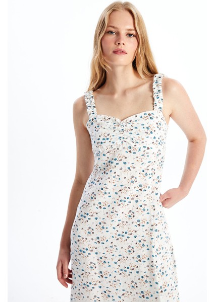 Yeni Sezon Kalp Yaka Çiçekli Kadın Elbise fiyatları