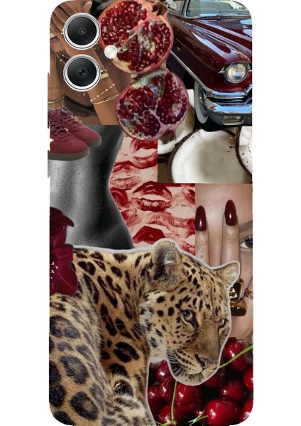 Samsung Galaxy A05 Uyumlu Leopar Kırmızı Vibes Baskılı Silikon Kılıf