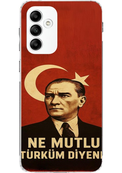Samsung Galaxy A05S Uyumlu Ne Mutlu Türkiye Bayrak Atatürk Baskılı Silikon Kılıf