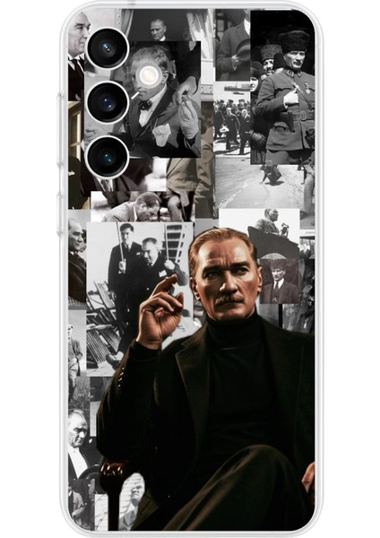 Samsung Galaxy S23 Fe Uyumlu Mustafa Kemal Atatürk Kolaj Baskılı Silikon Kılıf