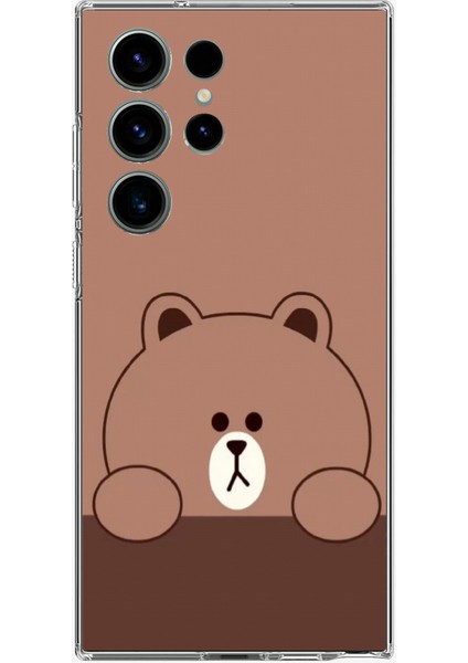 Samsung Galaxy S23 Ultra Uyumlu Kahverengi Ayı Tasarımlı Baskılı Silikon Kılıf