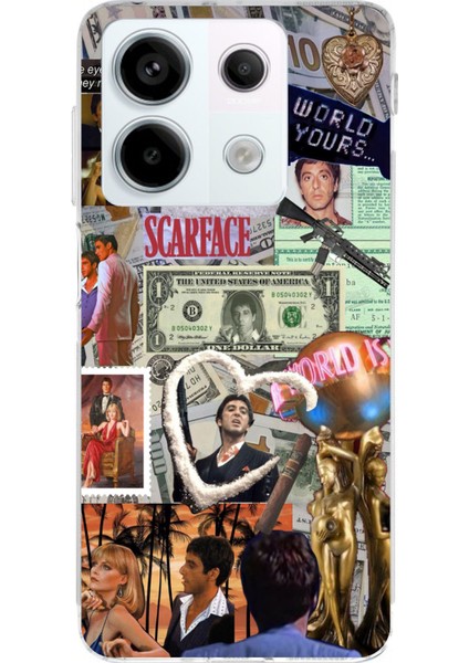 Redmi Note 13 Pro 5g Uyumlu Scarface Kolaj Tasarımlı Baskılı Silikon Kılıf