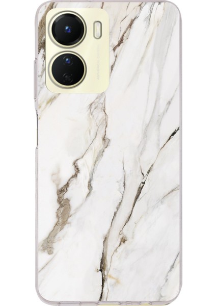 Vivo Y16 Uyumlu Beyaz Mermer Baskılı Silikon Kılıf