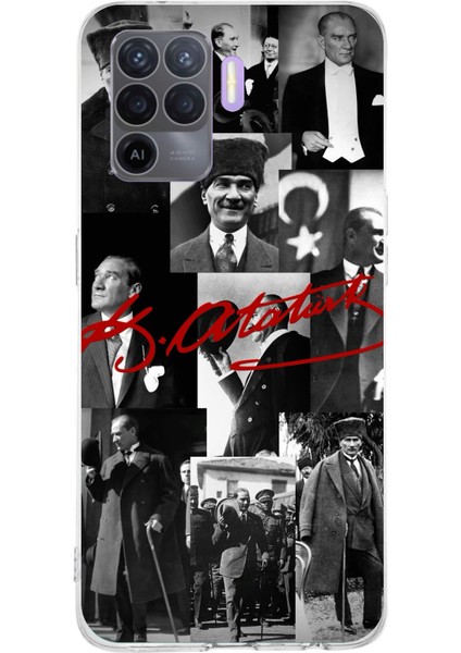 Oppo Reno 5 Lite Uyumlu Kırmızı Mustafa Kemal Atatürk Imza Baskılı Silikon Kılıf
