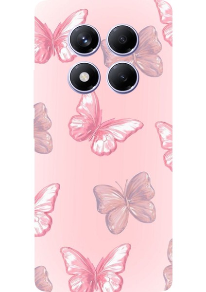 Redmi Note 14 Pro Plus 5g Uyumlu Pembe Kelebekler Baskılı Silikon Kılıf