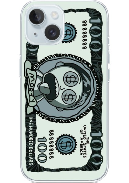 iPhone 15 Uyumlu Morty Dolar Baskılı Silikon Kılıf