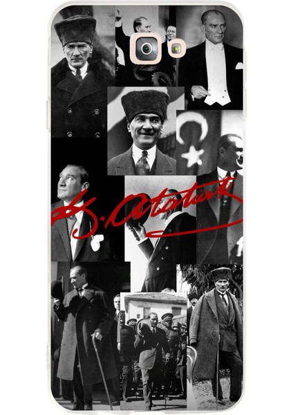 Samsung Galaxy J7 Prime Uyumlu Kırmızı Mustafa Kemal Atatürk Imza Baskılı Silikon Kılıf