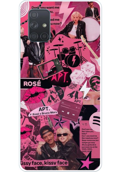 Samsung Galaxy A71 Uyumlu Blackpink Kolaj Baskılı Silikon Kılıf