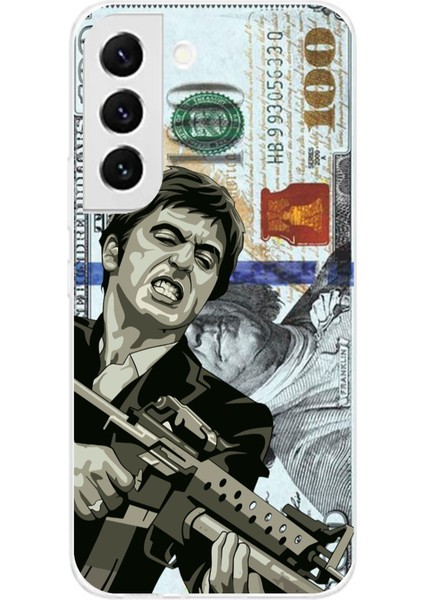 Samsung Galaxy S22 Uyumlu Scarface Dolar Tasarımlı Baskılı Silikon Kılıf