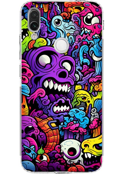 Redmi Note 7 Uyumlu Psikodeli Renkli Canavarlar Baskılı Silikon Kılıf