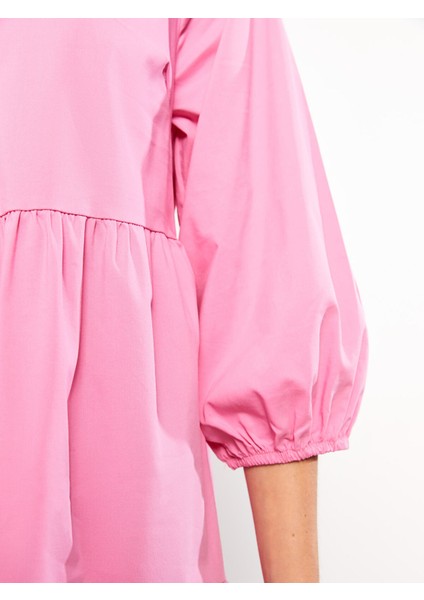 Yeni Sezon V Yaka Düz Poplin Elbise fırsatları