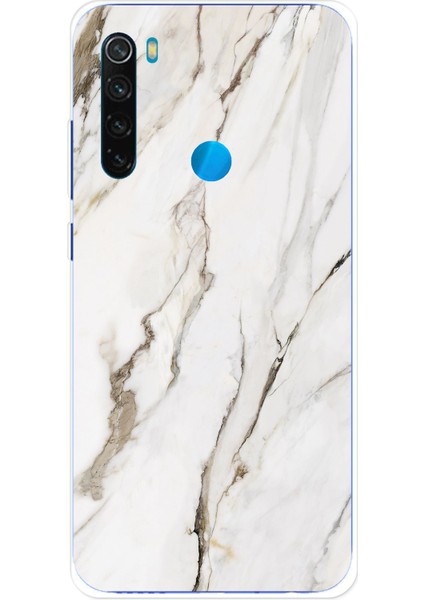 Redmi Note 8 Uyumlu Beyaz Mermer Baskılı Silikon Kılıf